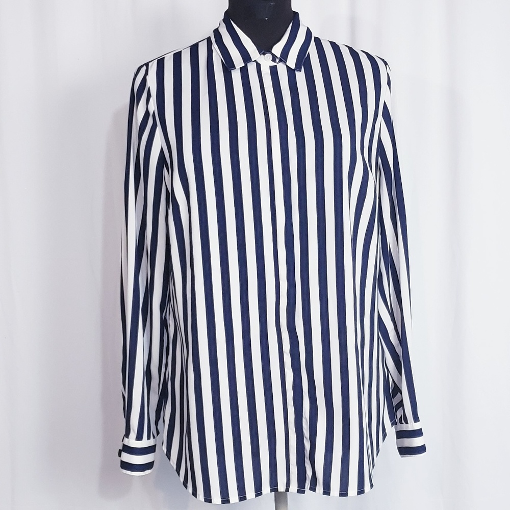 BLUE & WHITE STRIPED COLDWATER CREEK SHIRT